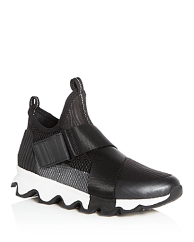 Shop Sorel Women's Kinetic Slip-on Sneakers In Black/white