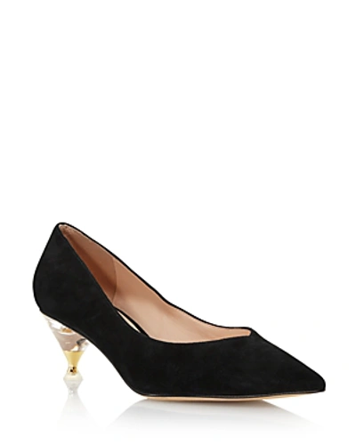 Shop Kate Spade New York Women's Coco Lucite Cuban Heel Pumps In Black Suede