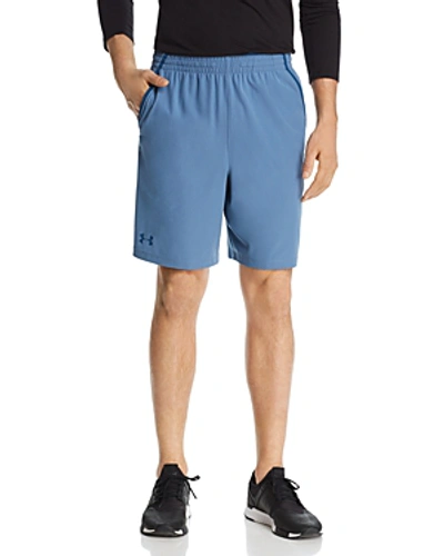 Shop Under Armour Qualifier Shorts In Thunder/petrol Blue