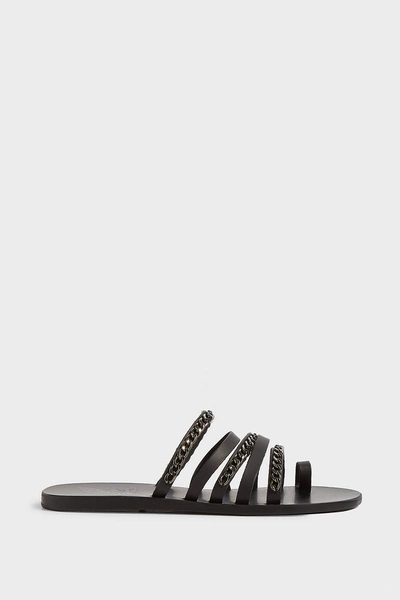 Shop Ancient Greek Sandals Niki Chains Leather Slides, It36 In Black