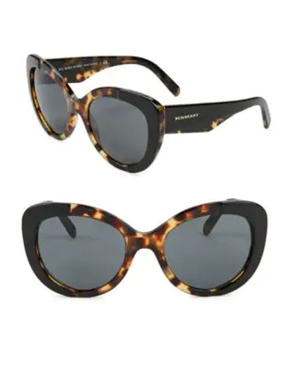 Shop Burberry 57mm Cat Eye Sunglasses In Black Havana