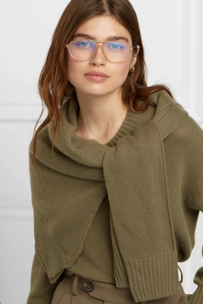 Shop Chloé Aviator-style Acetate And Gold-tone Optical Glasses In Beige