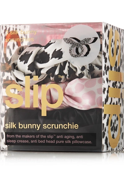 Shop Slip The Bunny Set Of Three Silk Hair Ties In Black