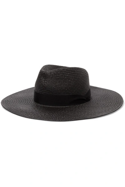 Shop Rag & Bone Grosgrain-trimmed Straw Panama Hat In Black