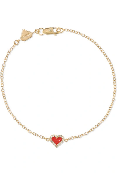 Shop Alison Lou 14-karat Gold, Diamond And Enamel Bracelet