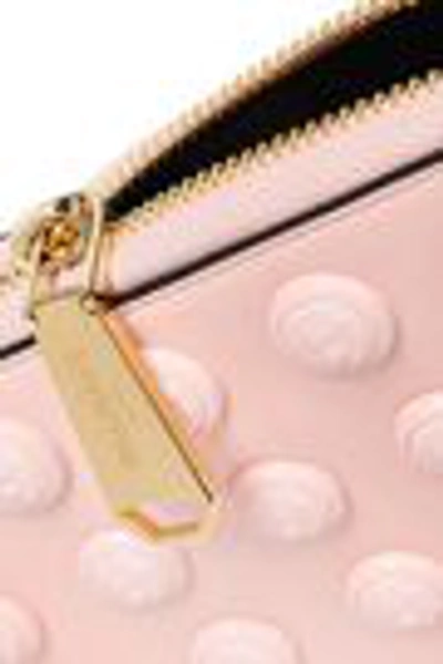 Shop Balmain Appliquéd Leather Wallet In Pastel Pink