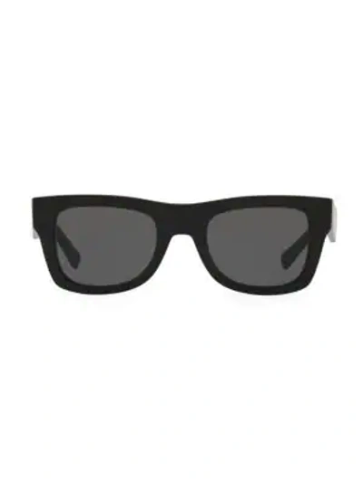 Shop Valentino Garavani 50mm Solid Logo Sunglasses In Black