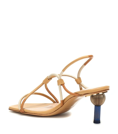 Shop Jacquemus Olbia Leather Sandals In Beige