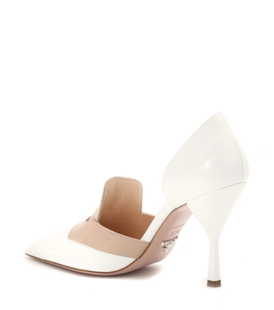 Shop Prada Patent Leather Pumps In White