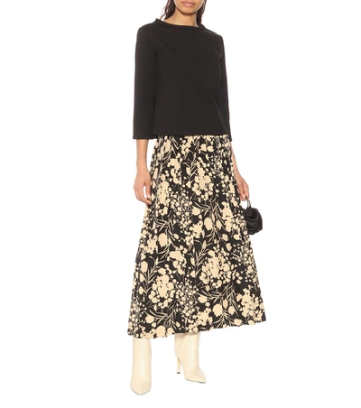 Shop The Row Lawrence Printed Silk Midi Skirt In Black