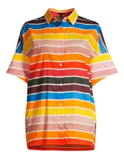 Shop Escada Nelluni Multicolor Stripe Tunic Shirt