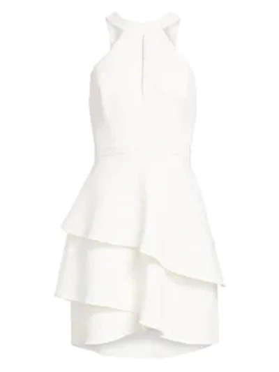 Shop Bcbgmaxazria Keyhole Halter Cocktail Dress In Off White