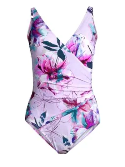 Shop Gottex Swim Primrose Floral Surplice One-piece Swimsuit In Multi