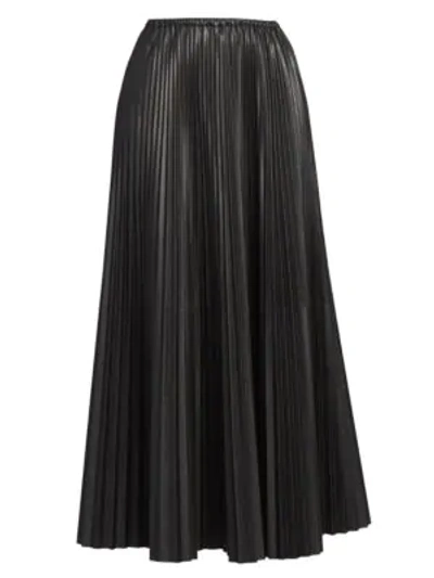 Shop Valentino Women's Pleated Silk Maxi Skirt In Black