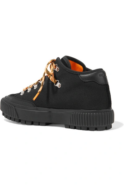 Shop Rag & Bone Army Hiker Leather And Suede-trimmed Canvas Ankle Boots In Black