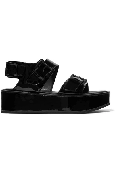 Shop Ann Demeulemeester Buckled Patent-leather Platform Sandals In Black