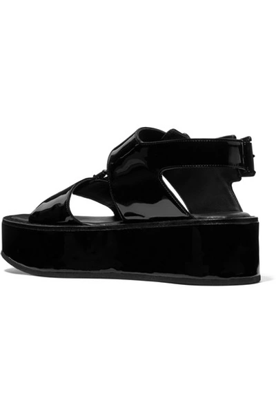 Shop Ann Demeulemeester Buckled Patent-leather Platform Sandals In Black