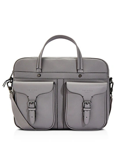 Shop Ted Baker Forsee Fashion Leather Document Bag In Gray