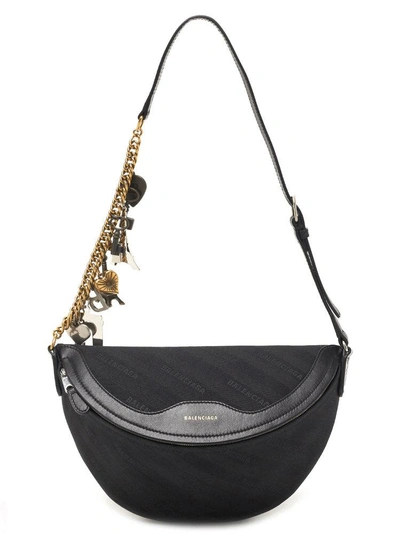 Shop Balenciaga Souvenir Embellished Strap Bag In Black