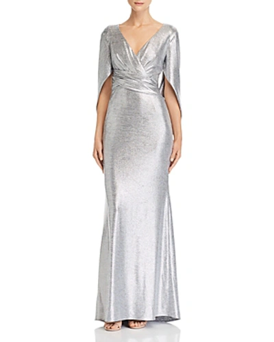 Shop Avery G Drape-detail Metallic Gown In Silver