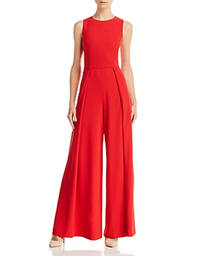 Shop Alice And Olivia Alice + Olivia Bret Pleated Wide-leg Jumpsuit In Cherry