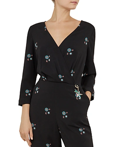 Shop Ted Baker Colour By Numbers Duasba Midnight Sun Jumpsuit In Black