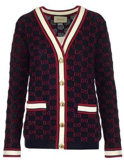 Shop Gucci Gg Jacquard Cardigan In Multicolor