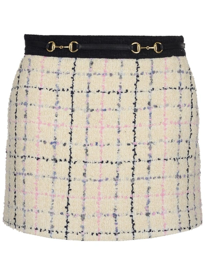 Shop Gucci Tweed Mini Skirt In Multi