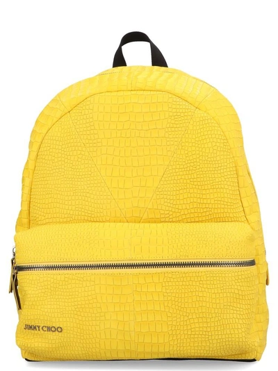 Shop Jimmy Choo Reed Croc Embossed Backpack In Yellow