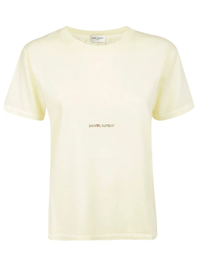 Shop Saint Laurent Logo Print T-shirt In Jaune Pale Noir