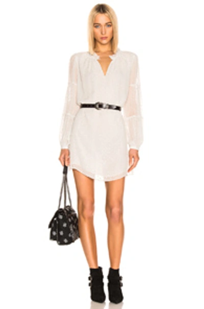 Shop Frame Shirred Mock Dress In Metallic,polka Dots,white In Off White Multi