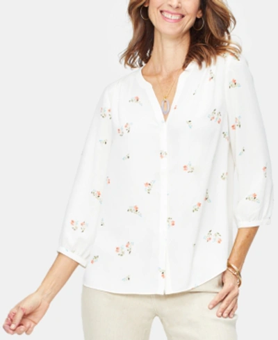 Shop Nydj Pleated Blouse In Native Vanilla Floral