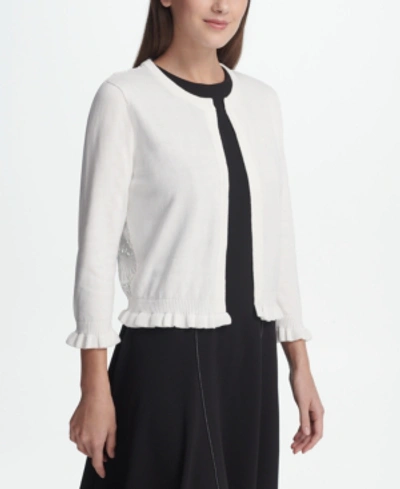 Shop Dkny Open Front Cardigan With Lace Back, Created For Macy's In White