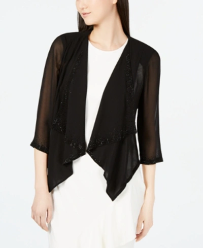Shop Calvin Klein Illusion-sleeve Rhinestone-accented Shrug In Black