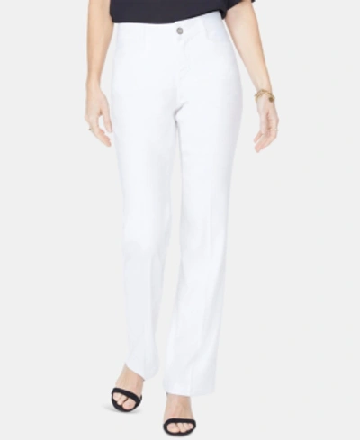 Shop Nydj Tummy-control Slim-leg Trousers In Optic White