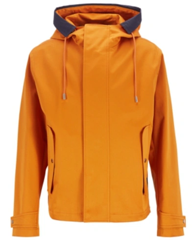 Shop Hugo Boss Boss Men's Water-repellent Cotton Jacket In Medium Orange