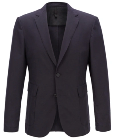 Shop Hugo Boss Boss Men's Slim Fit Micro-patterned Jacket In Open Blue
