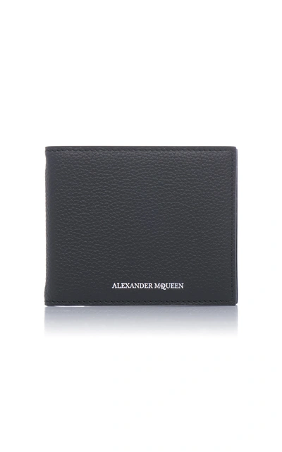 Shop Alexander Mcqueen Textured Leather Money Clip Wallet In Black