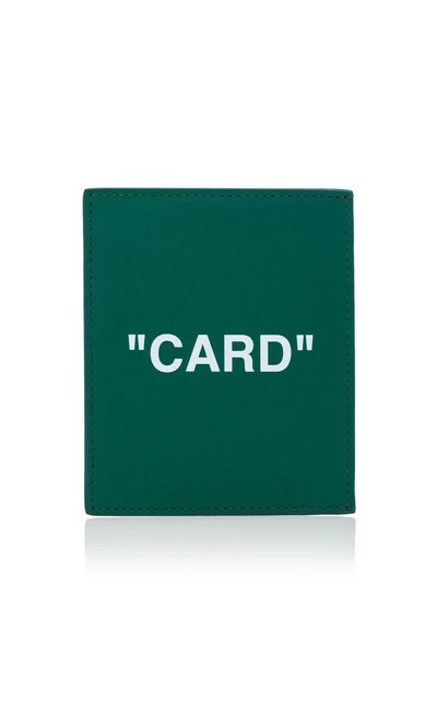 Shop Off-white Quote Leather Cardholder In Green