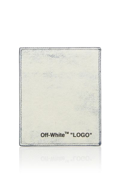 Shop Off-white Logo Denim Cardholder In Light Wash