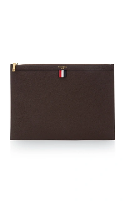 Shop Thom Browne Leather Document Holder In Brown