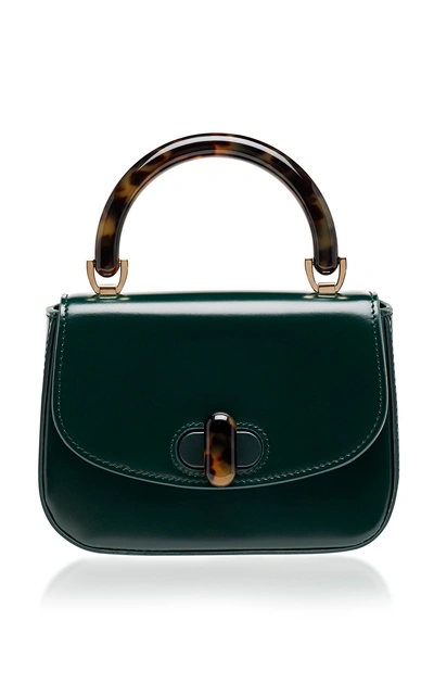 Shop Edie Parker Tortoise-detail Leather Mini Bag In Dark+green