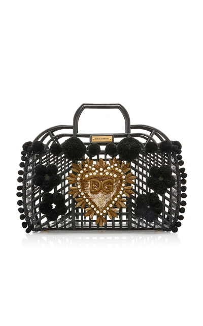Shop Dolce & Gabbana Embellished Pvc Cage Tote In Black