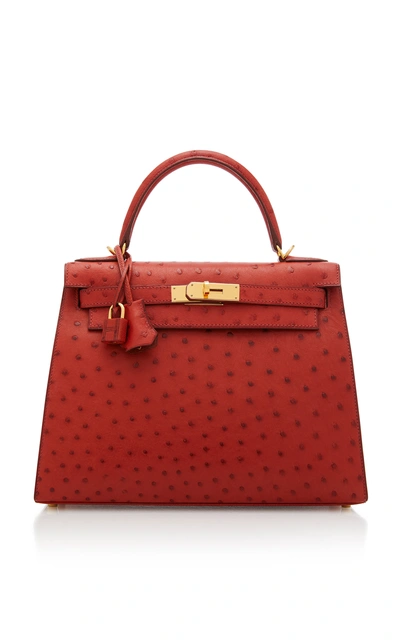 Shop Hermã¨s Vintage By Heritage Auctions Hermes 28cm Brique Ostrich Sellier Kelly In Red