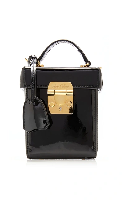 Shop Mark Cross Grace Cube Patent Leather Top-handle Bag In Black
