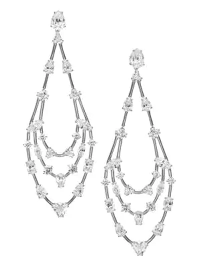 Shop Adriana Orsini Charlotte Large Drop Earrings In Rhodium