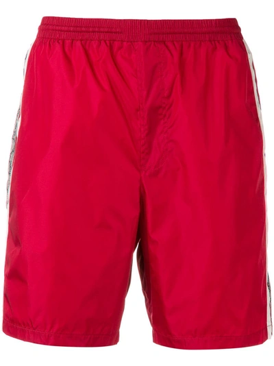 Shop Gucci Gg Supreme Logo Swim Shorts - Red
