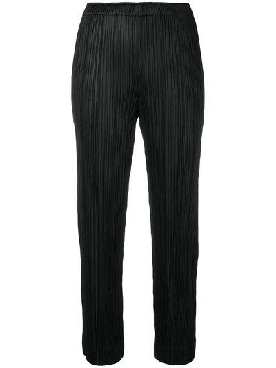 Shop Issey Miyake Pleats Please By  Cropped Tapered Trousers - Black