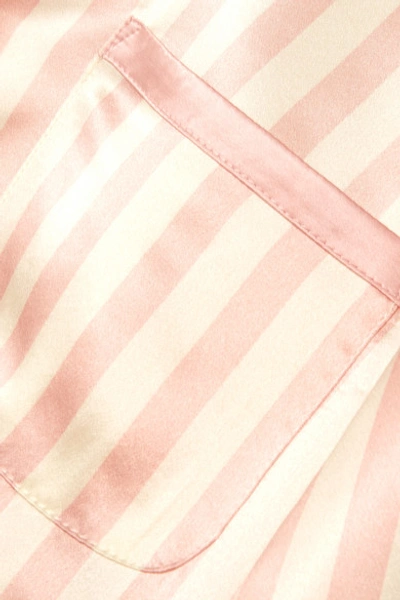 Shop Morgan Lane Ruthie Striped Silk-charmeuse Pajama Shirt In Blush