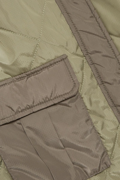 Shop Ganni Quilted Shell Jacket In Green